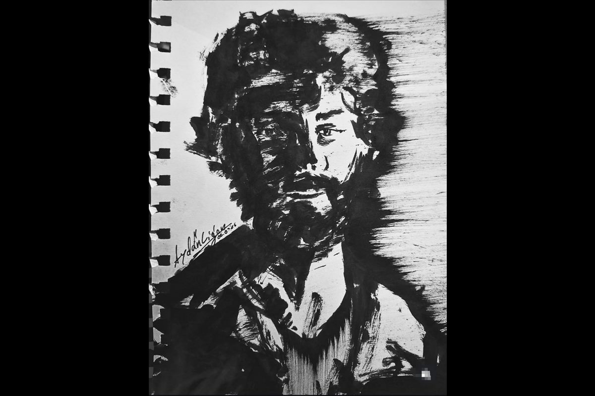 Portrait in black ink